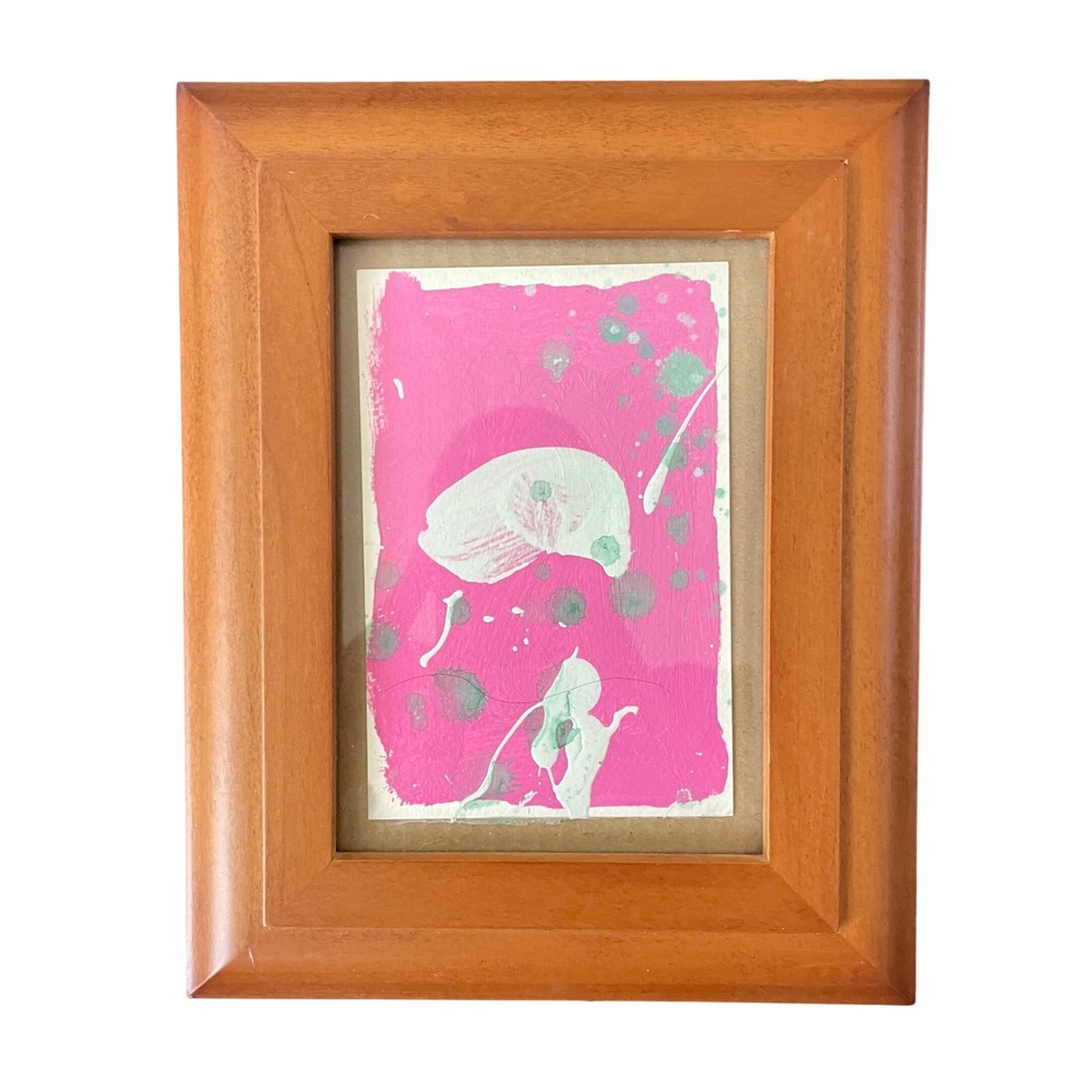 Original Abstract Expressionist Painting by O 8x10 Contemporary Neo Art Pink